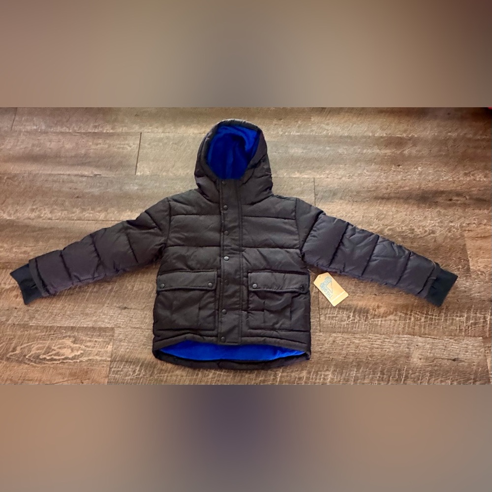 NEW Thereabouts Kids Black and Blue Puffer Jacket Size XXS 4/5 NWT